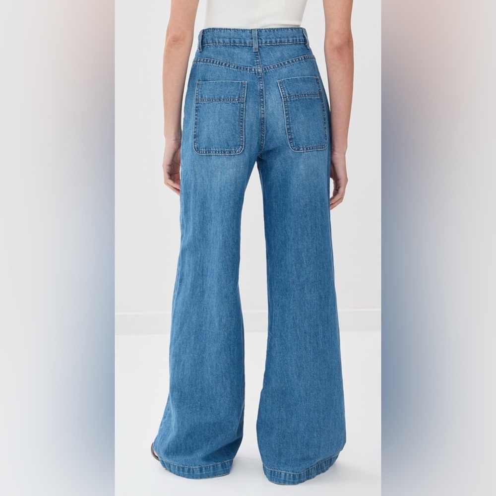 New TWP Mecox beach wide leg linen blend jeans in vintage wash - Picture 2 of 12
